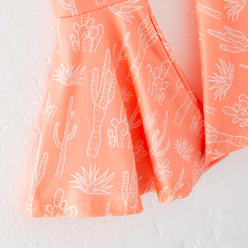 (In Stock)One Pack(5 Pieces total) Sale Girls Spring and Summer Cactus Print Outfit Set