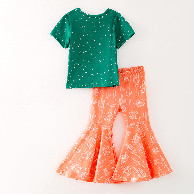 (In Stock)One Pack(5 Pieces total) Sale Girls Spring and Summer Cactus Print Outfit Set