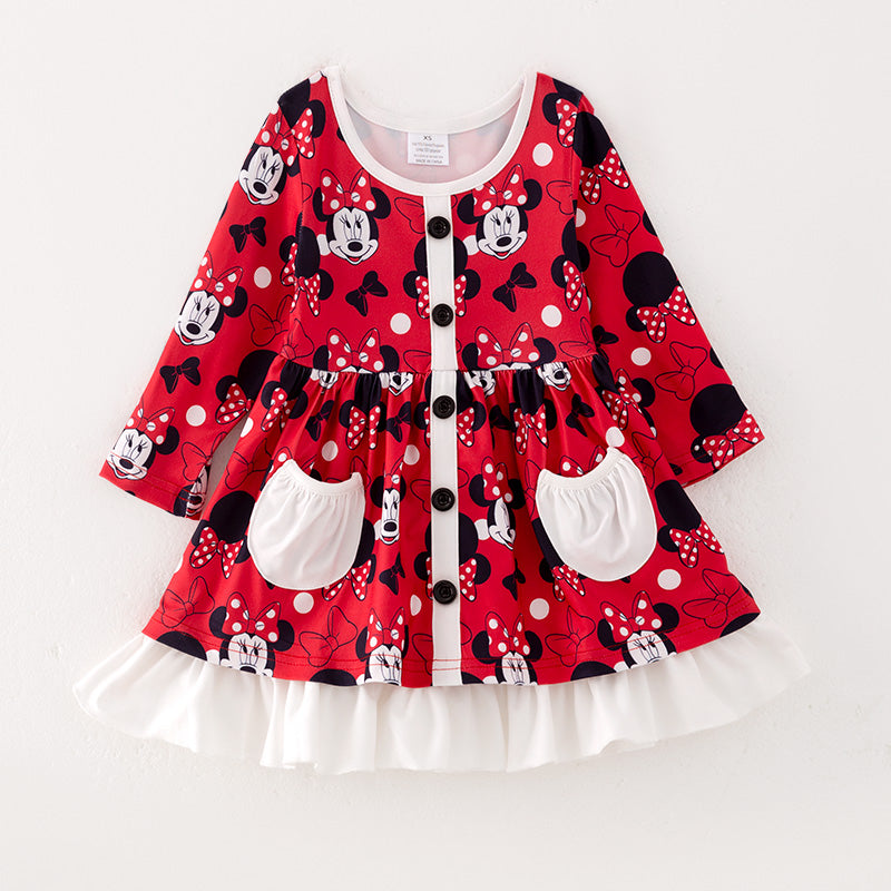 (In Stock L21-1-2)Girls Fall Cute Cartoon Print Dress