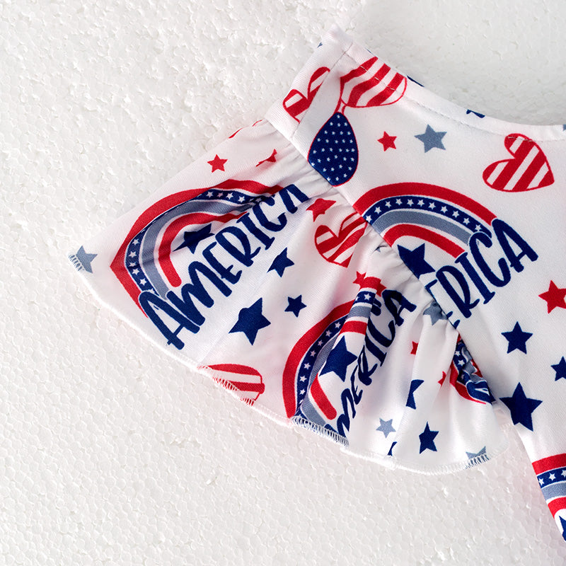 (In Stock)One Pack(10 Pieces total) Sale Girls Patriotic Print Dress