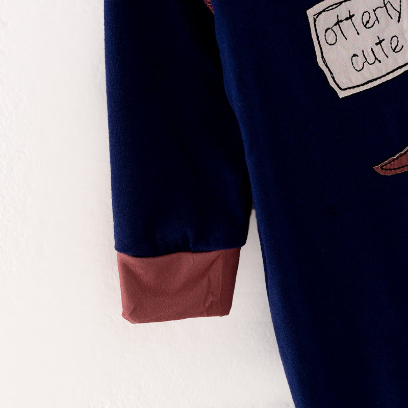 (In Stock L35-01-01)Baby Boys Fall Otter Applique Romper