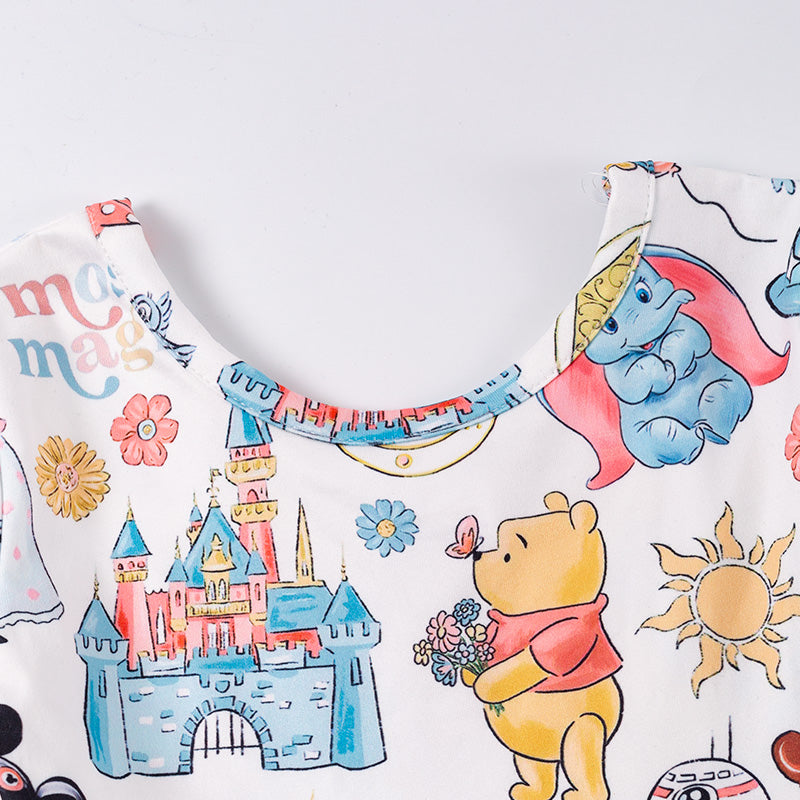 (Pre Order)Girls Fall Cartoon Print Milk Silk Dress