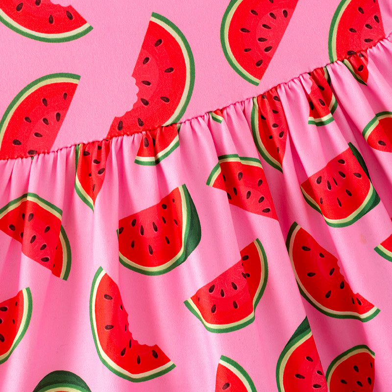 (In Stock)Girls Spring and Summer Watermelon Print Slip Dress