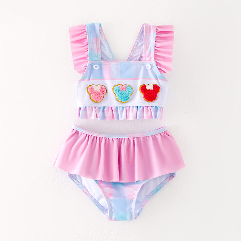(In Stock)Girls Spring and Summer Cartoon Applique Swimsuit