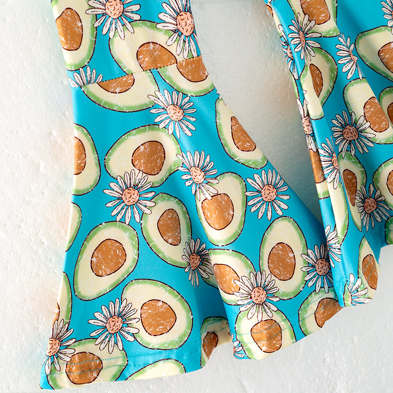 (In Stock)Girls Spring and Summer Avocado Print Outfit Set