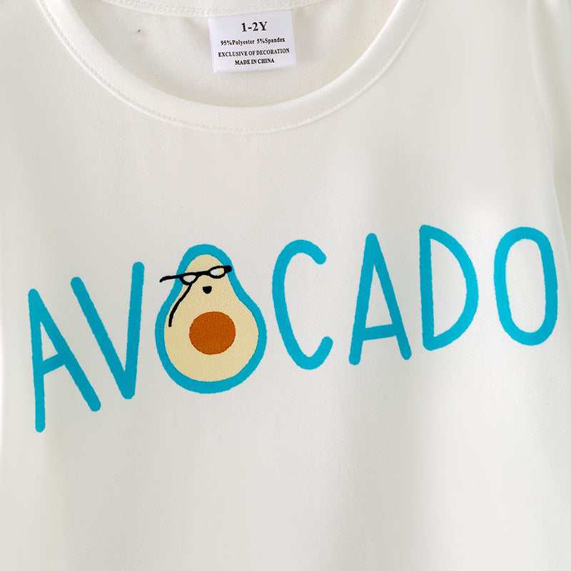 (In Stock)Girls Spring and Summer Avocado Print Outfit Set