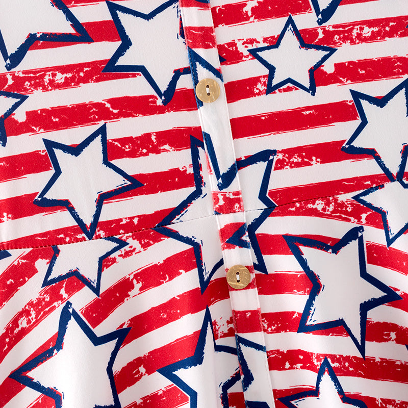 (In Stock)One Pack(8 Pieces total) Sale Girls Patriotic Print Dress