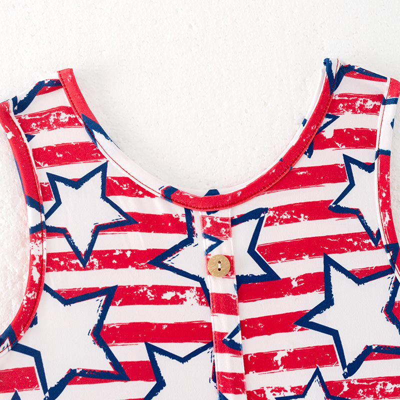 (In Stock)One Pack(8 Pieces total) Sale Girls Patriotic Print Dress