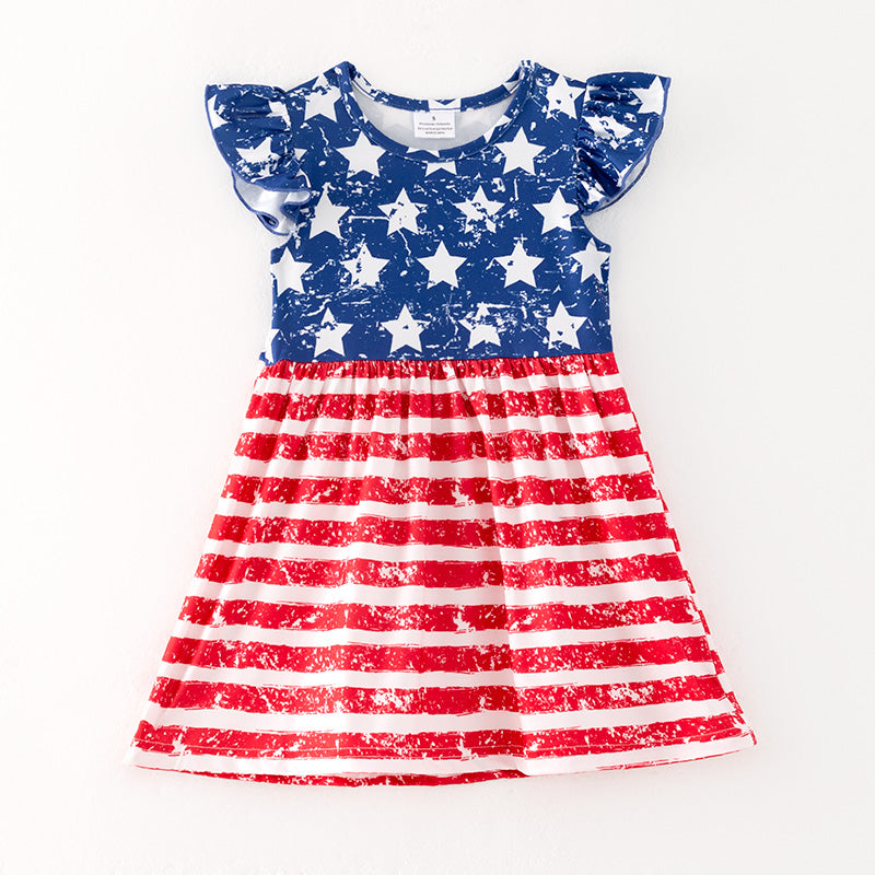 (In Stock)Girls Patriotic Print Dress