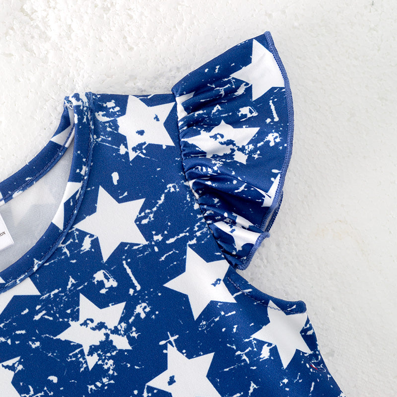 (In Stock)Girls Patriotic Print Dress