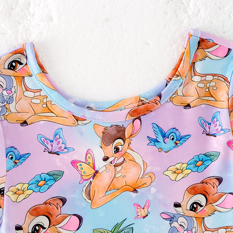 (In Stock)One Pack(9 Pieces total) Sale Girls Spring and Summer Deer Print Dress