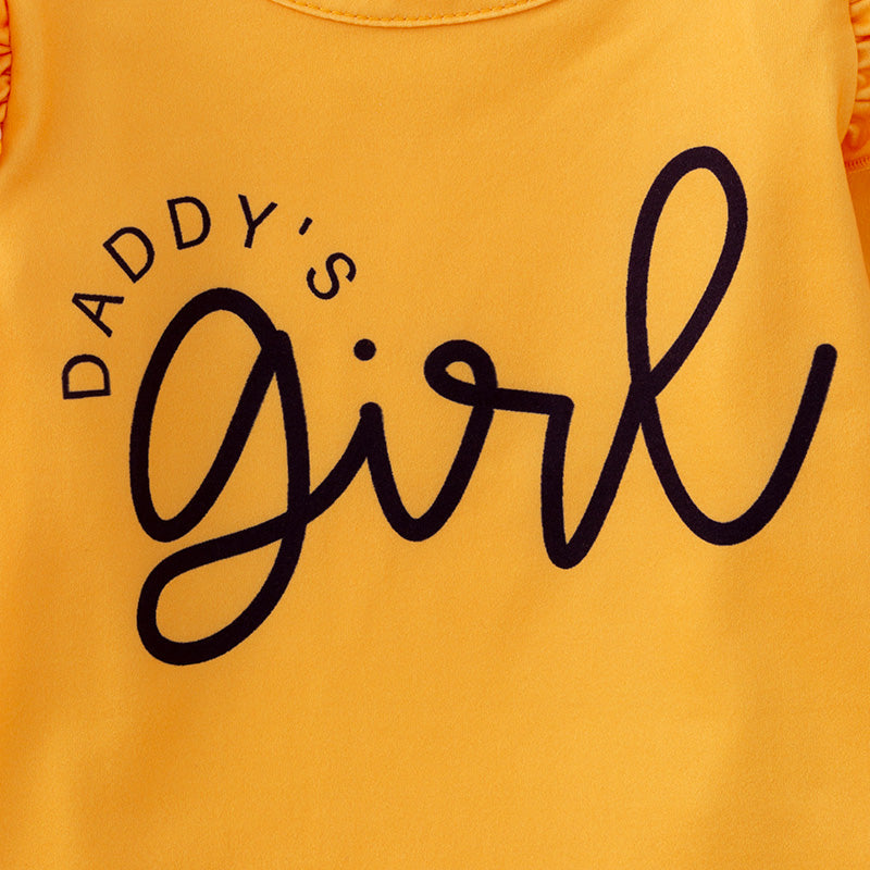(In Stock E4-3-3)Girls Fall “Daddy`s Girl” Print Skirt Set