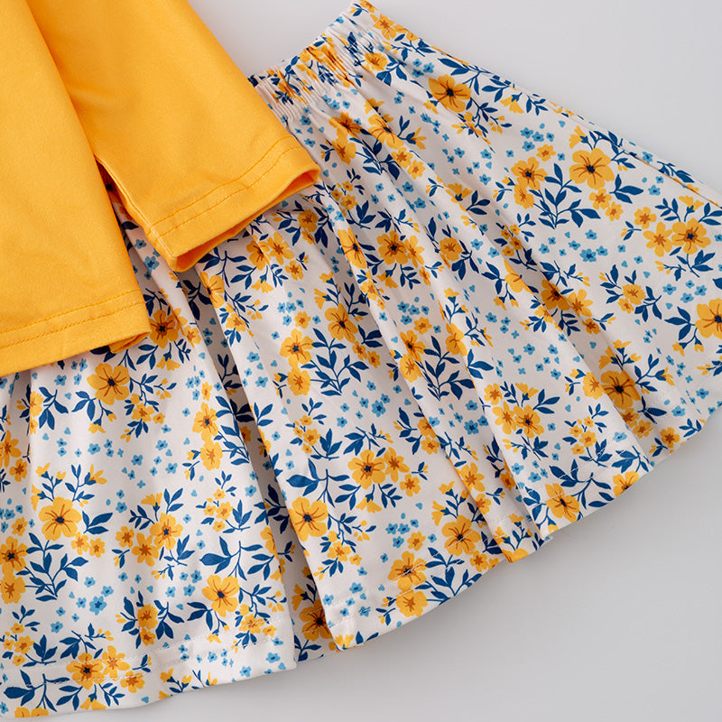 (In Stock E4-3-3)Girls Fall “Daddy`s Girl” Print Skirt Set