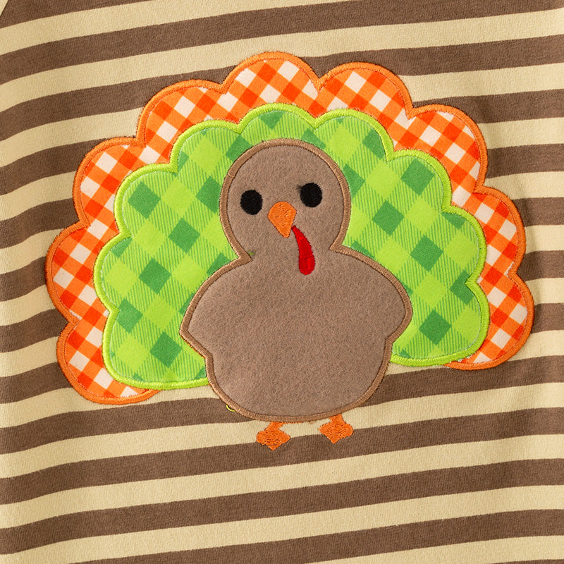 (In Stock)Boys Thanksgiving Turkey Applique Cotton Top