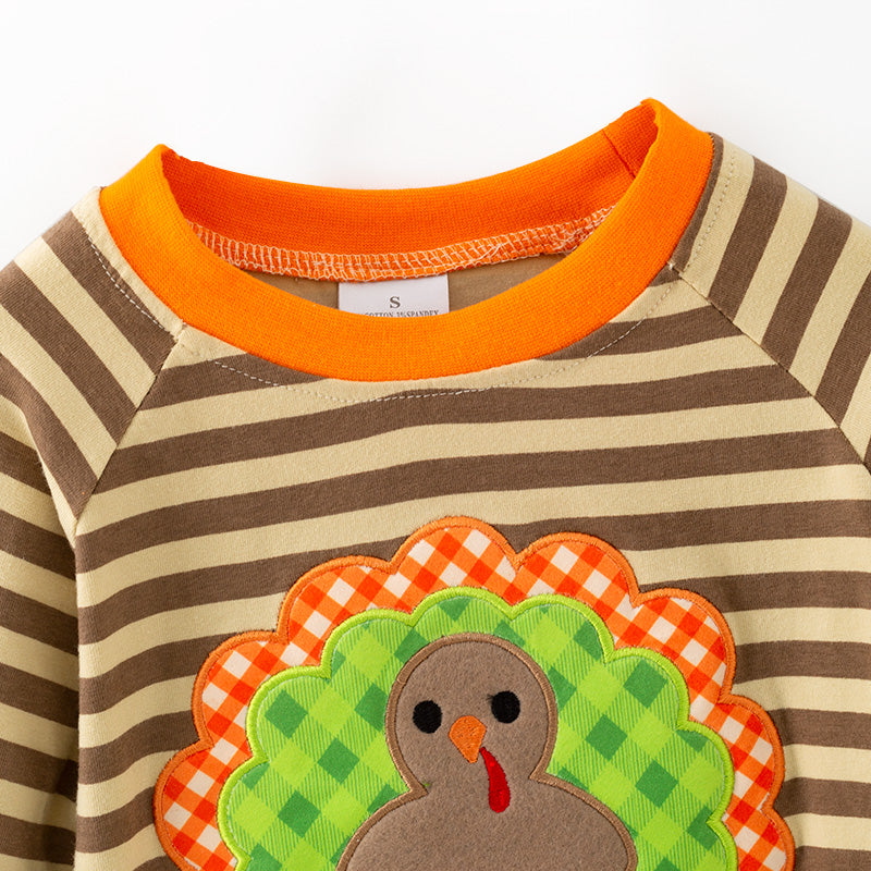 (In Stock)Boys Thanksgiving Turkey Applique Cotton Top