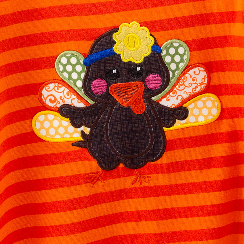 (In Stock)Girls Thanksgiving Turkey Applique Outfit Set