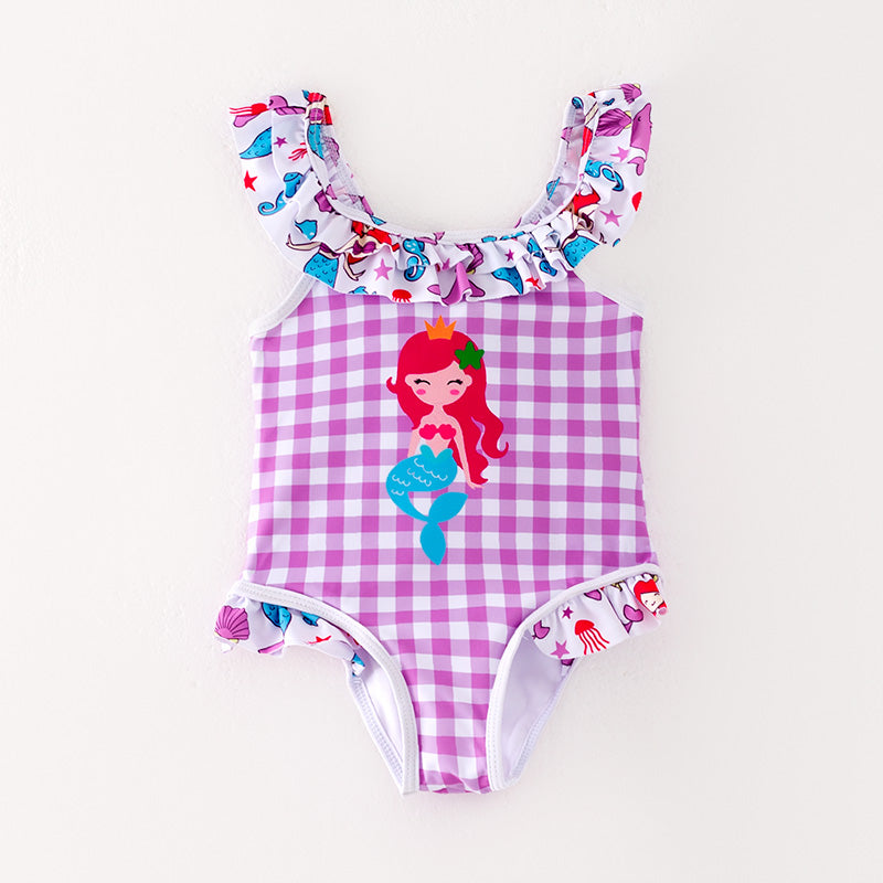 (In Stock)Girls Summer Mermaid Print Swimsuit