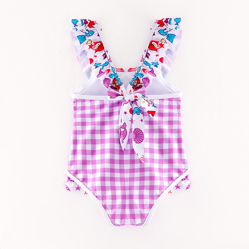 (In Stock)Girls Summer Mermaid Print Swimsuit