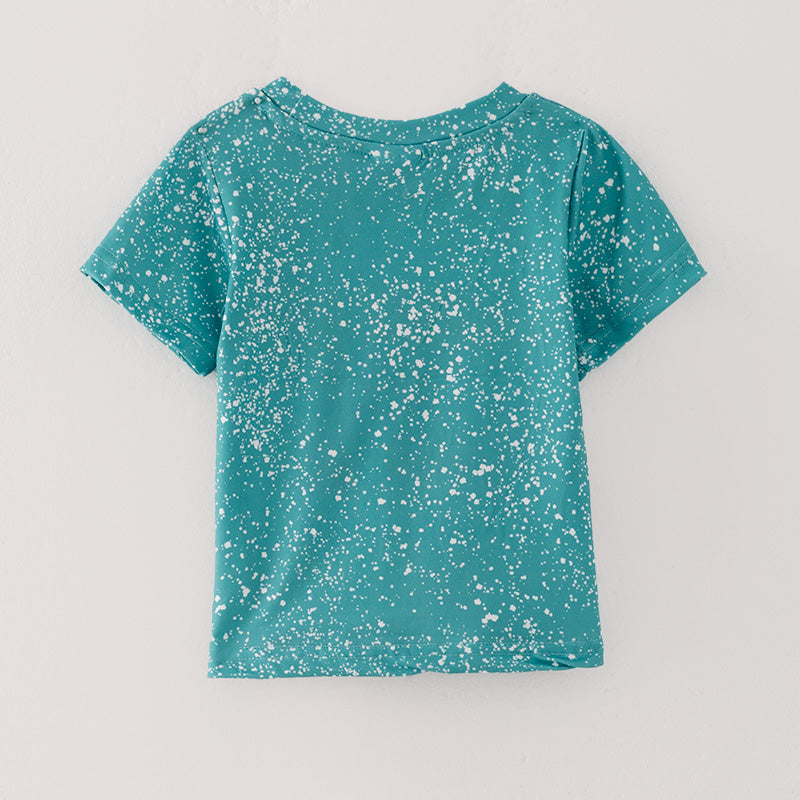 (In Stock L08-04-01)Girls Christmas Print Green T-shirt