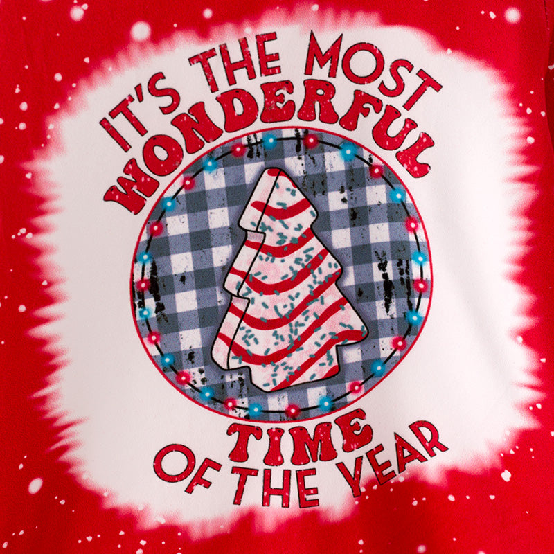 (In Stock L08-01-01)Girls Christmas Print Red Top