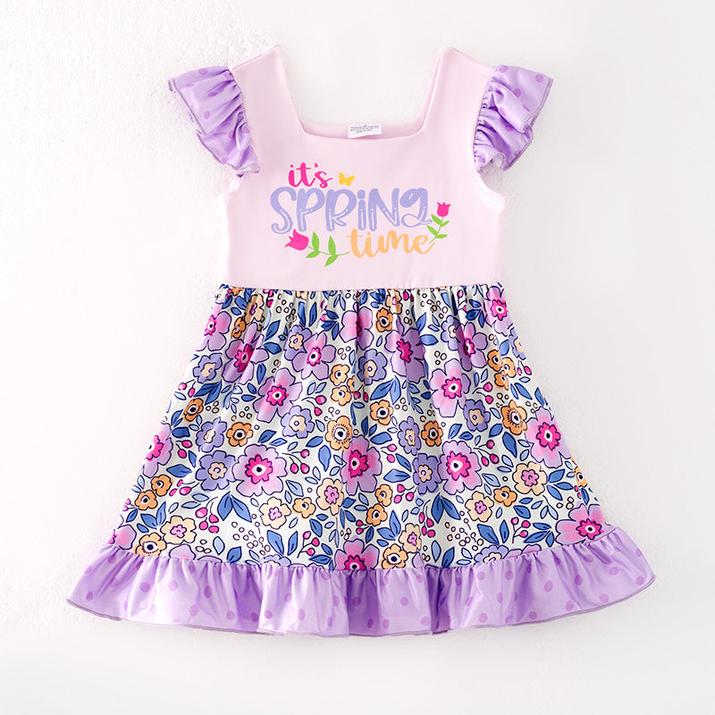 (In Stock)Girls Spring Time Print Dress