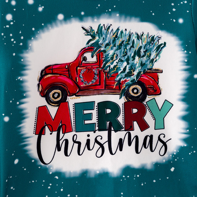 (In Stock L08-05-02)Girls Christmas Print Green Top