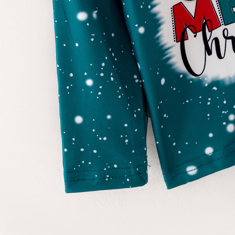 (In Stock L08-05-02)Girls Christmas Print Green Top