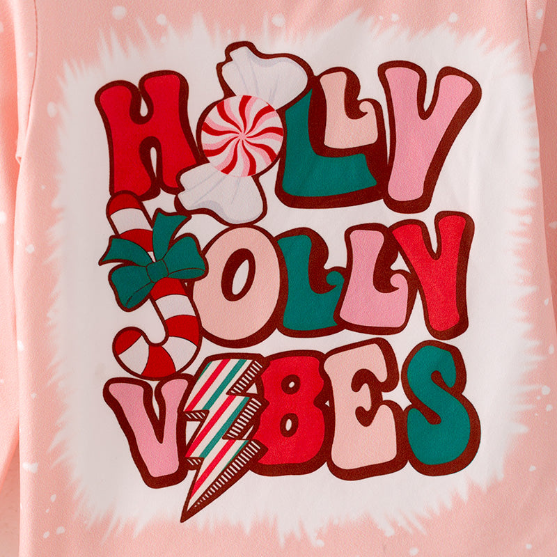 (In Stock L08-04-02)Girls Christmas Print Baby Pink Top