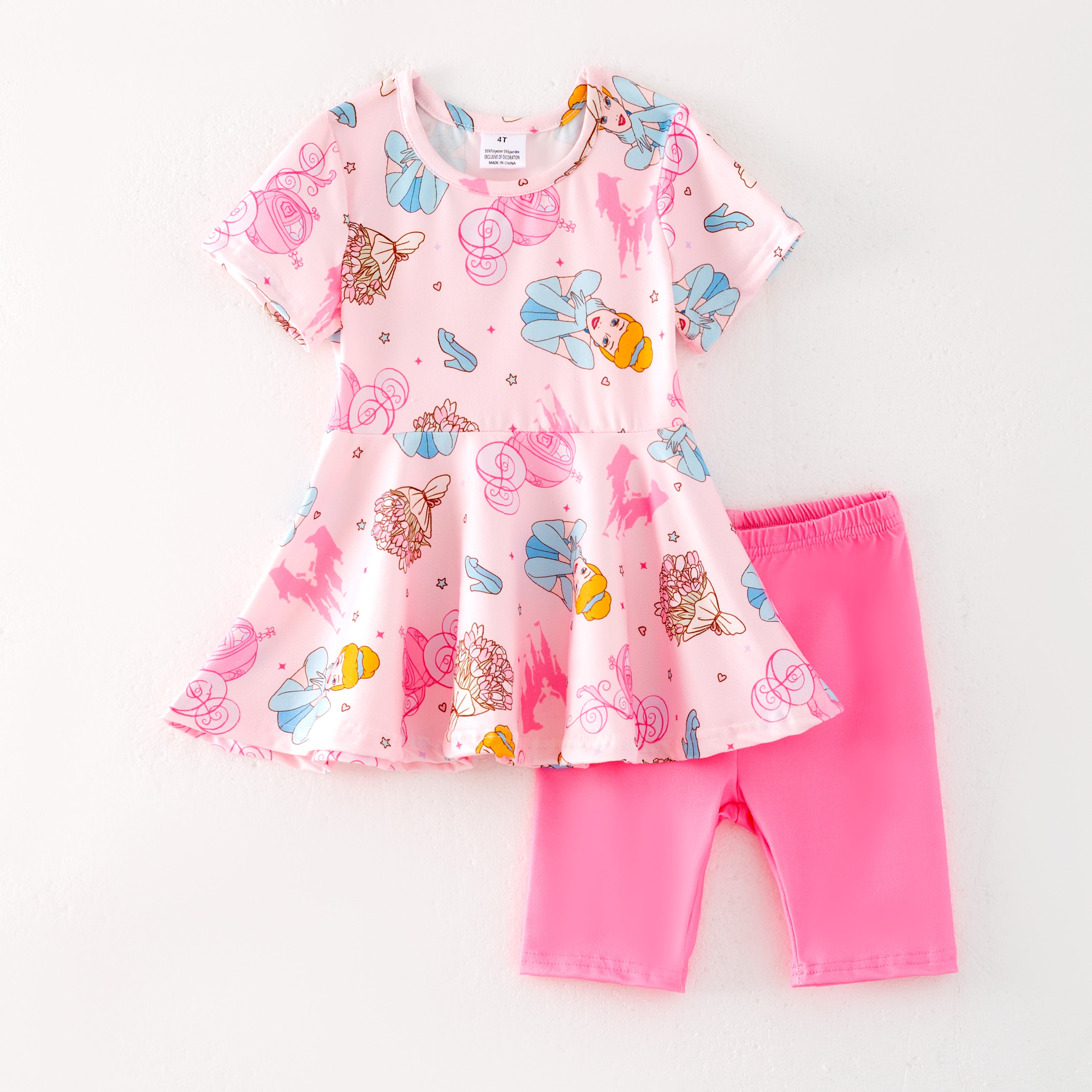 (Pre Order)Girls Spring and Summer Princess&Cartoon Print Capris Set