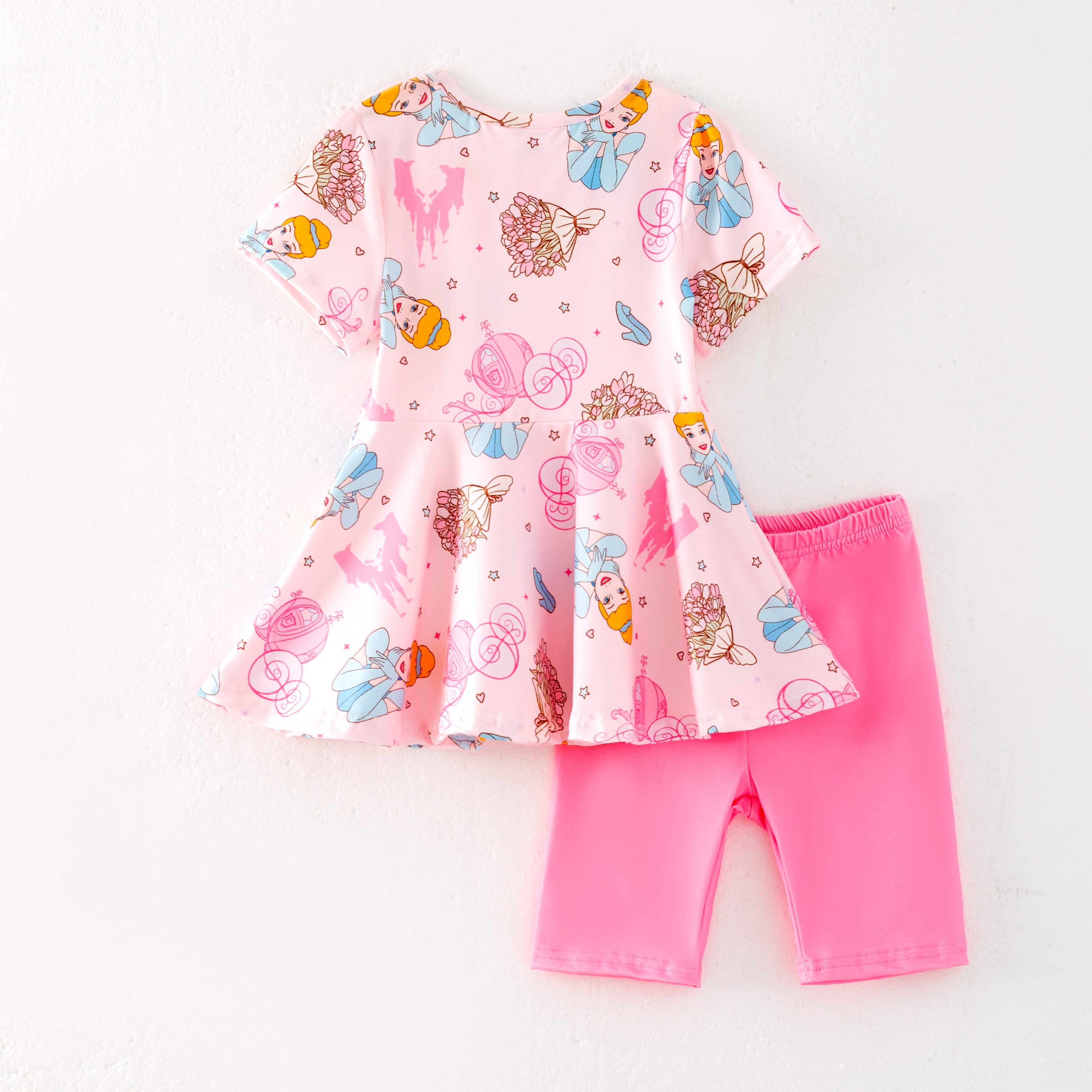 (Pre Order)Girls Spring and Summer Princess&Cartoon Print Capris Set