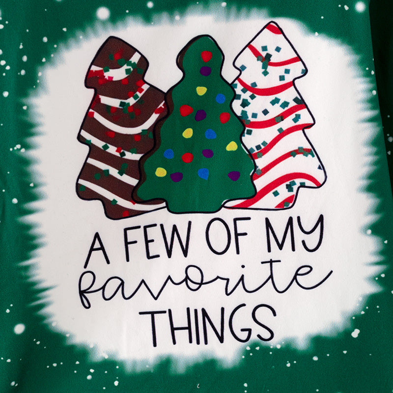 (In Stock L08-02-01)Girls Christmas Print Green Top