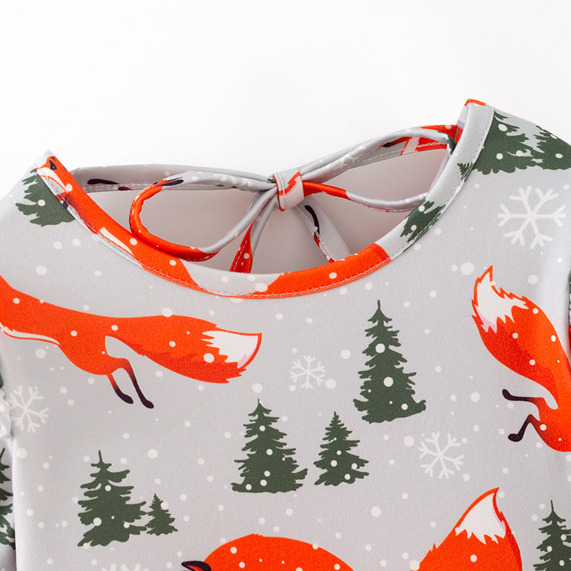 (In Stock)Girls Christmas Print Tulle Dress