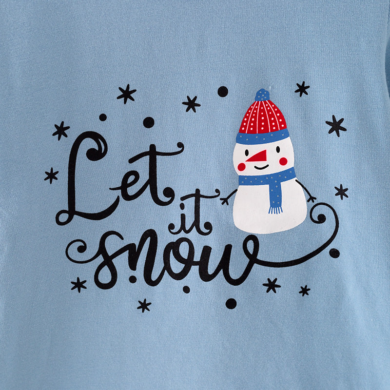 (In Stock L08-04-01)Girls Christmas Snowman Print Outfit Set