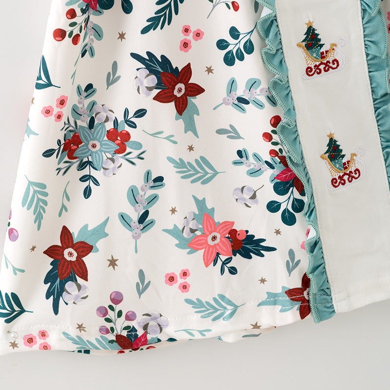 (In Stock)Girls Christmas Embroidery Dress
