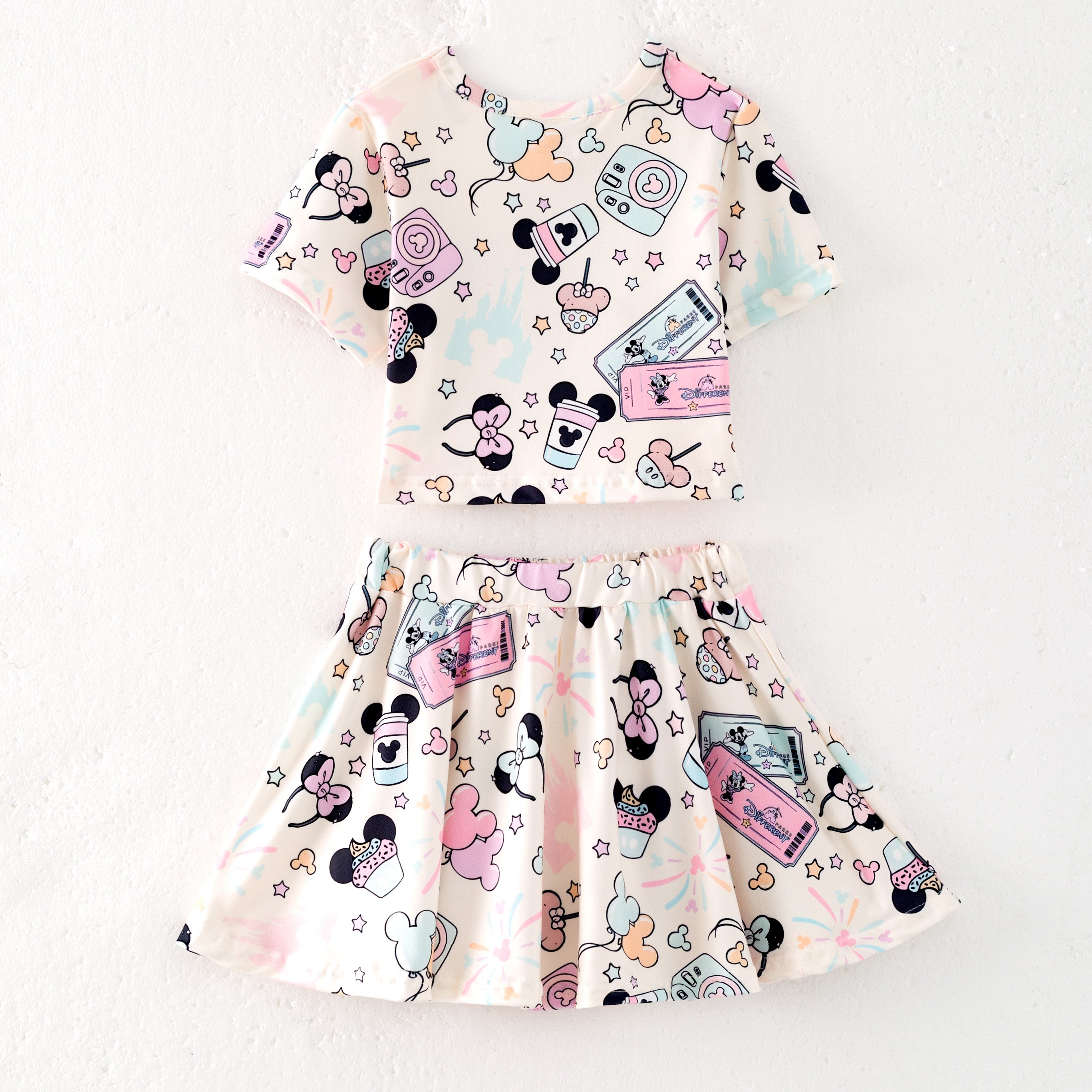 (Pre Order)Girls Spring and Summer Princess&Cartoon Print Skirt Set