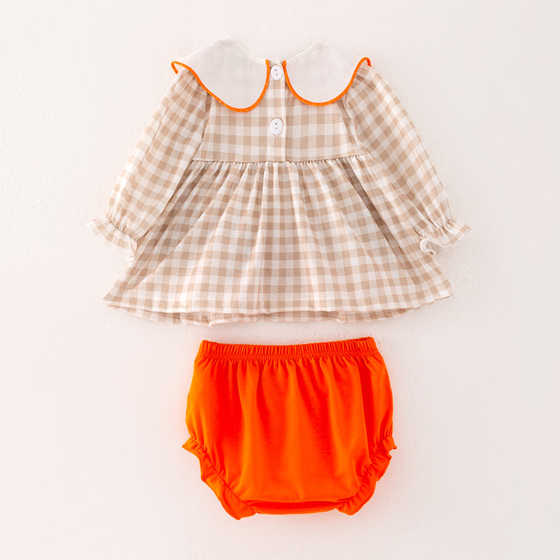 (In Stock G18-5-3)Baby Girls Halloween Cartoon Embroided Romper Set