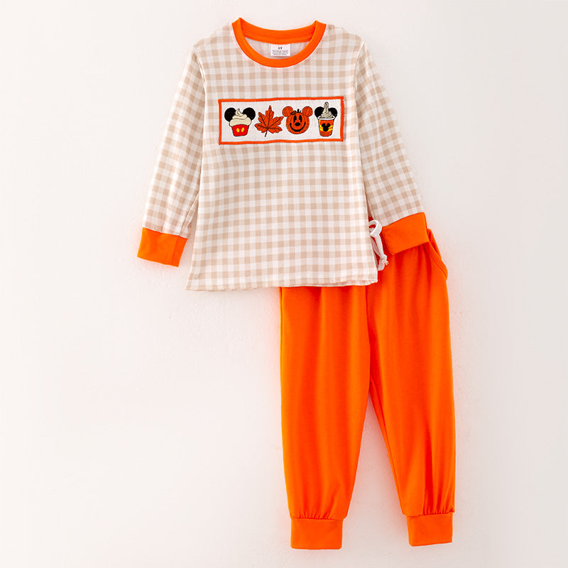 (In Stock L3-1-3)Boys Halloween Cartoon Embroided Outfit Set
