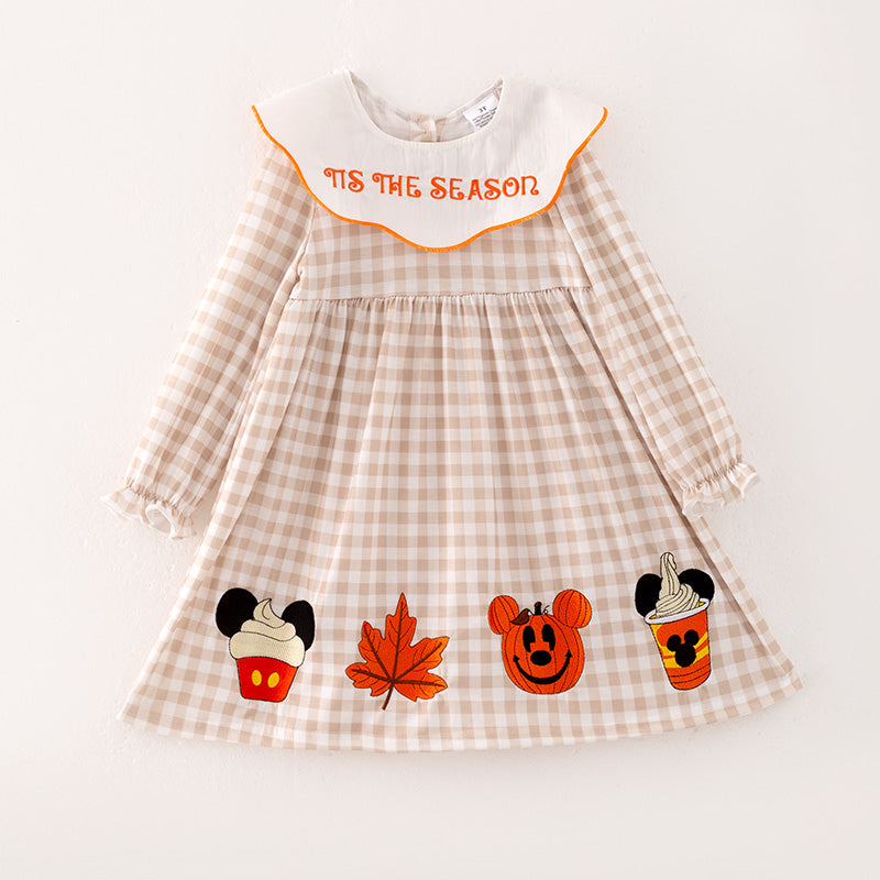 (In Stock L16-3-1)Girls Halloween Cartoon Embroided Dress