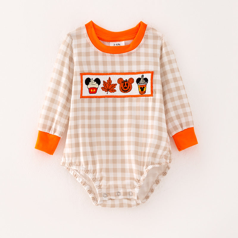(In Stock G18-5-1)Baby Boys Halloween Cartoon Embroided Romper