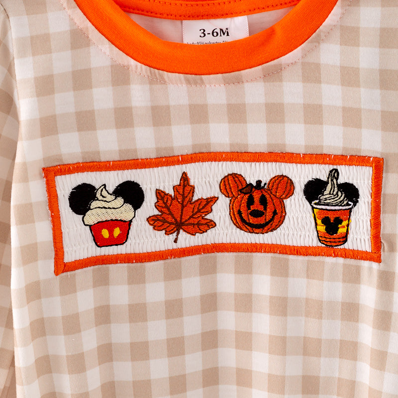 (In Stock G18-5-1)Baby Boys Halloween Cartoon Embroided Romper