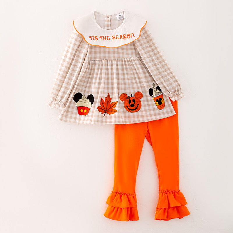 (In Stock G21-4-3)Girls Halloween Cartoon Embroided Outfit Set