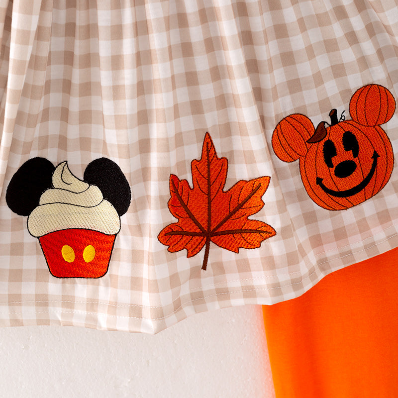 (In Stock G21-4-3)Girls Halloween Cartoon Embroided Outfit Set