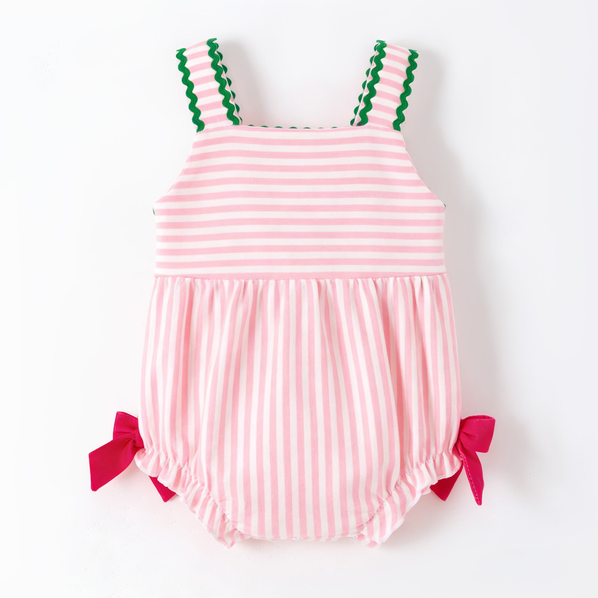 (In Stock)Toddler Girls Summer Watermelon Applique Cotton Romper