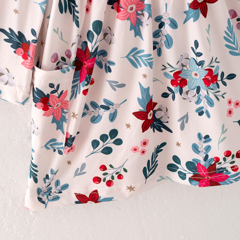 (In Stock L36-04-03)Girls Fall Floral Print Dress