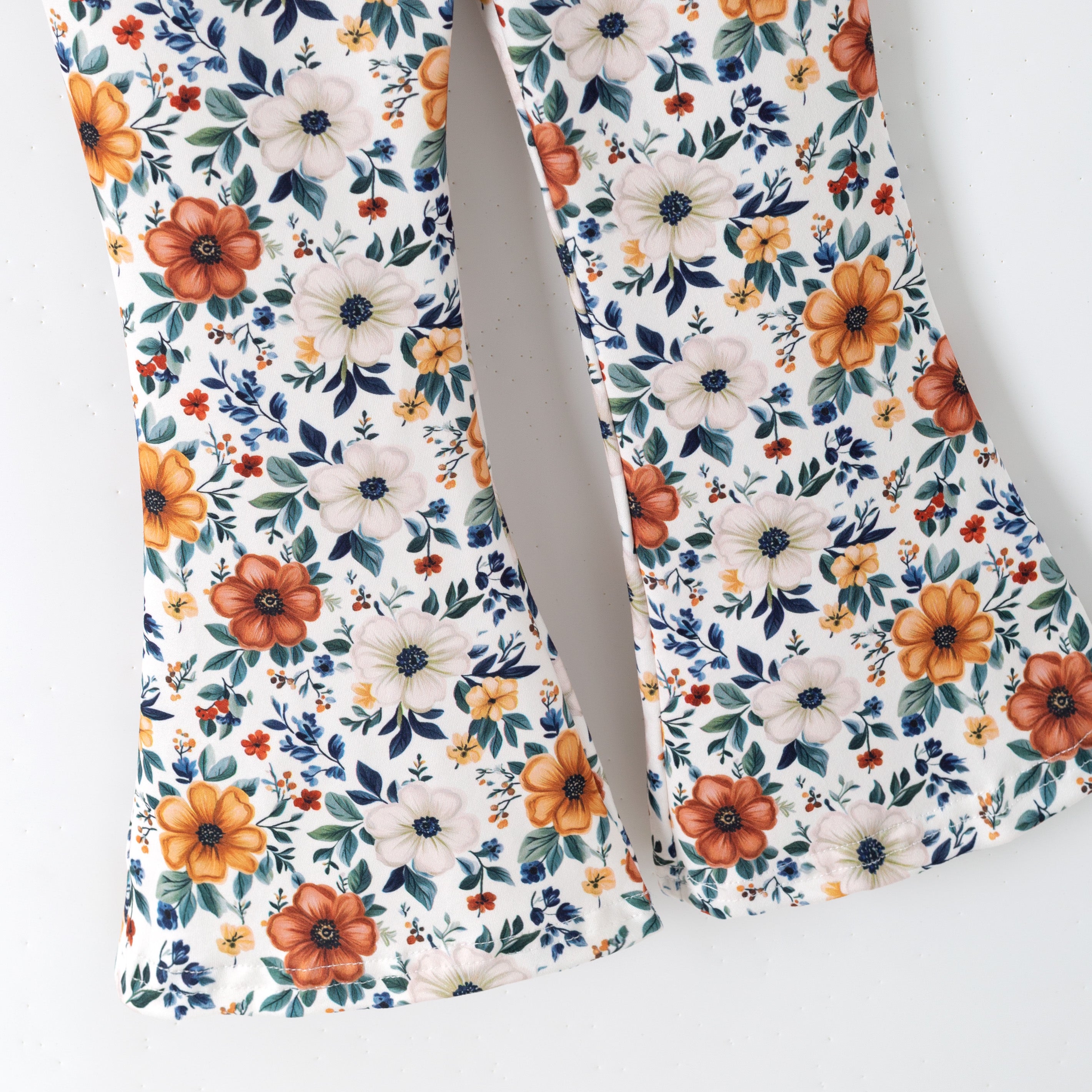 (In Stock)Girls Fall Floral Print Velvet Outfit Set
