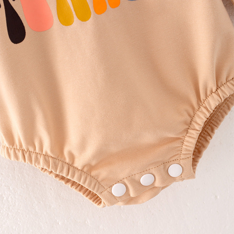 (In Stock G31-1-2)Baby Girls Fall “LITTLE TURKEY” Print Romper