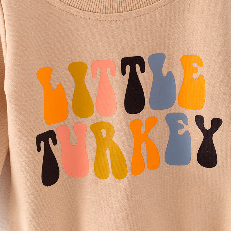 (In Stock G31-1-2)Baby Girls Fall “LITTLE TURKEY” Print Romper