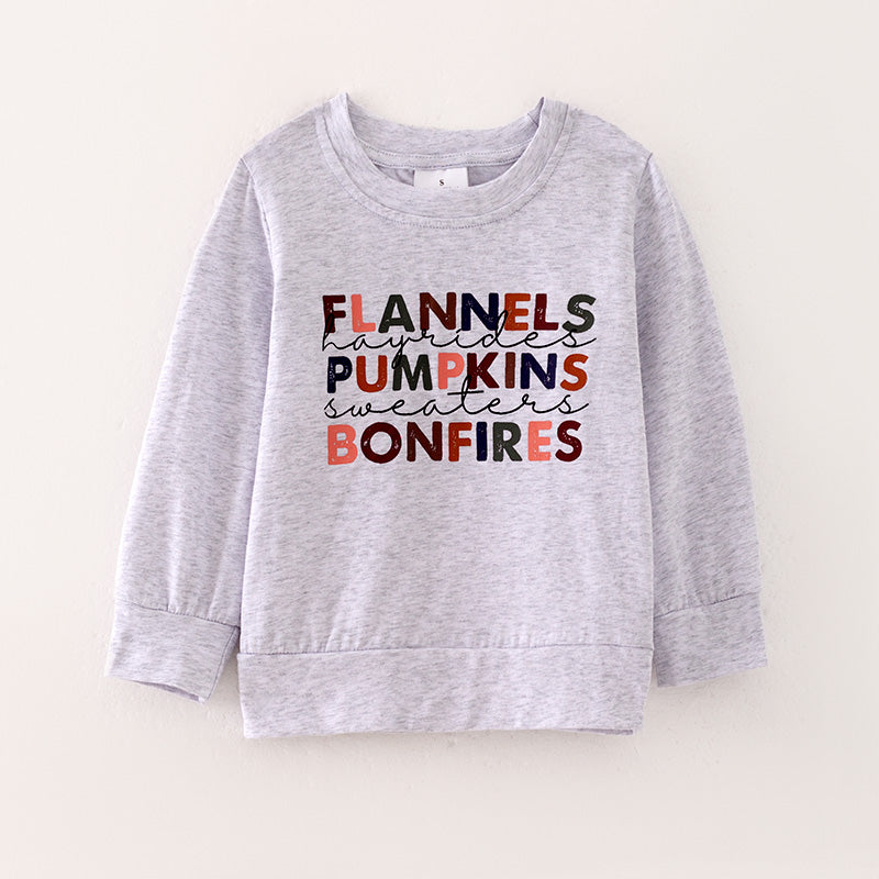 (In Stock L23-01-02)Girls Thanksgiving Print Top