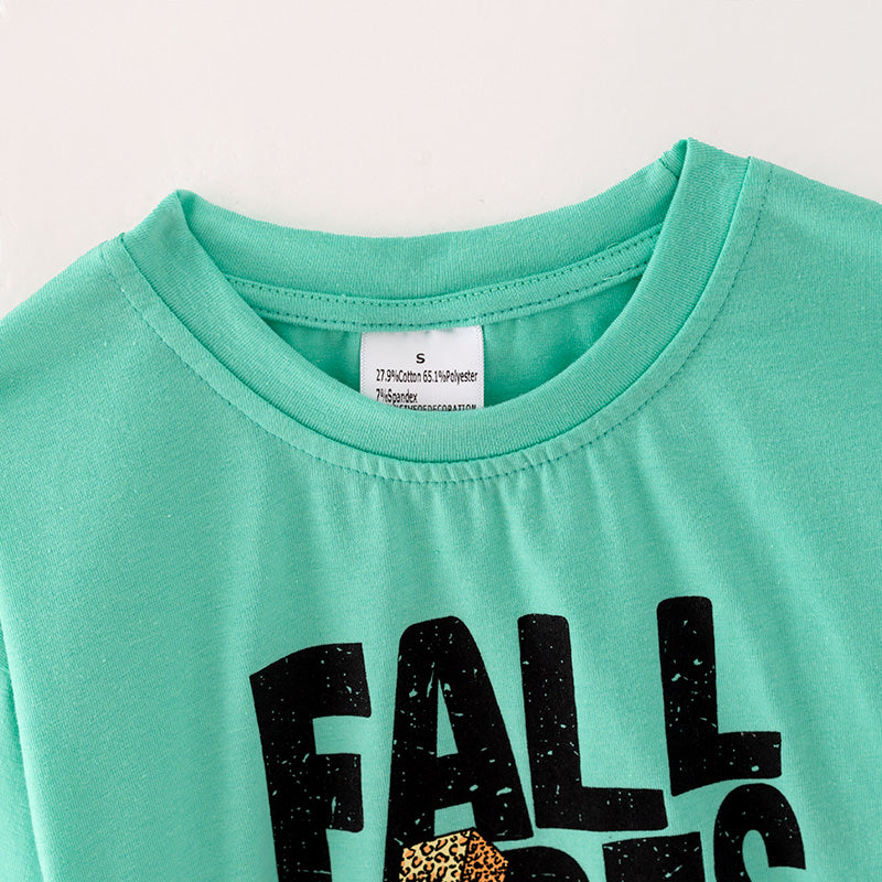 (In Stock E27-5-2)Girls Fall “FALL VIBES” Print Top