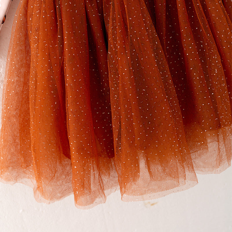 (In Stock L07-02-01)Girls Thanksgiving Print Tulle Dress